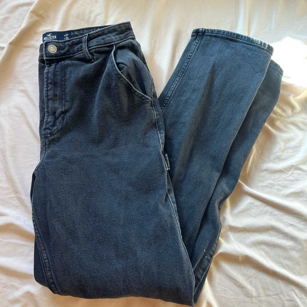 hollister ultra high rise stacked vintage straight jeans